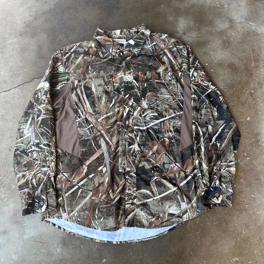 Magellan Hunting Shirt Mens Large Camo Excellent Realtree Max-5 MagWick Fishing